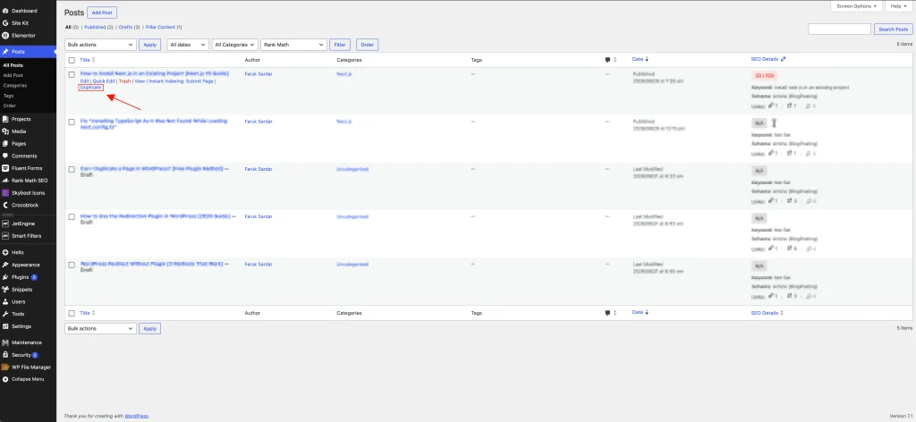 Duplicate the page